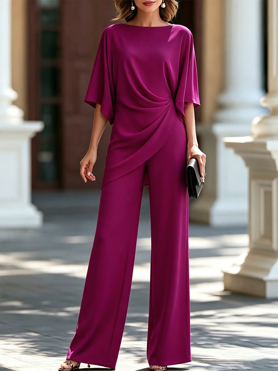 Gabriella | Completo Blusa Drappeggiata e Pantaloni Ampi