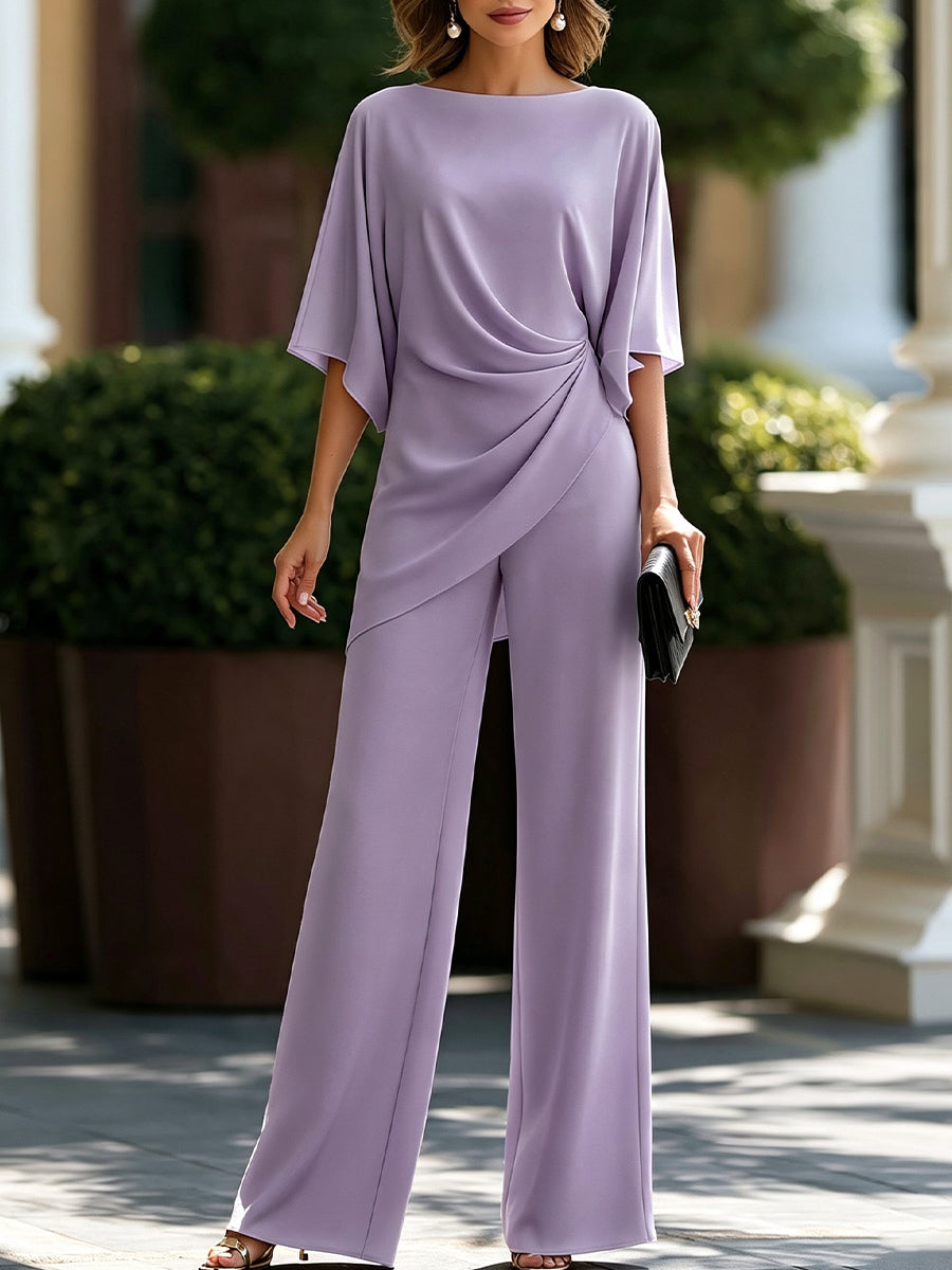 Gabriella | Completo Blusa Drappeggiata e Pantaloni Ampi
