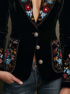 Apolline | Blazer Ricamato con Fiori Multicolore