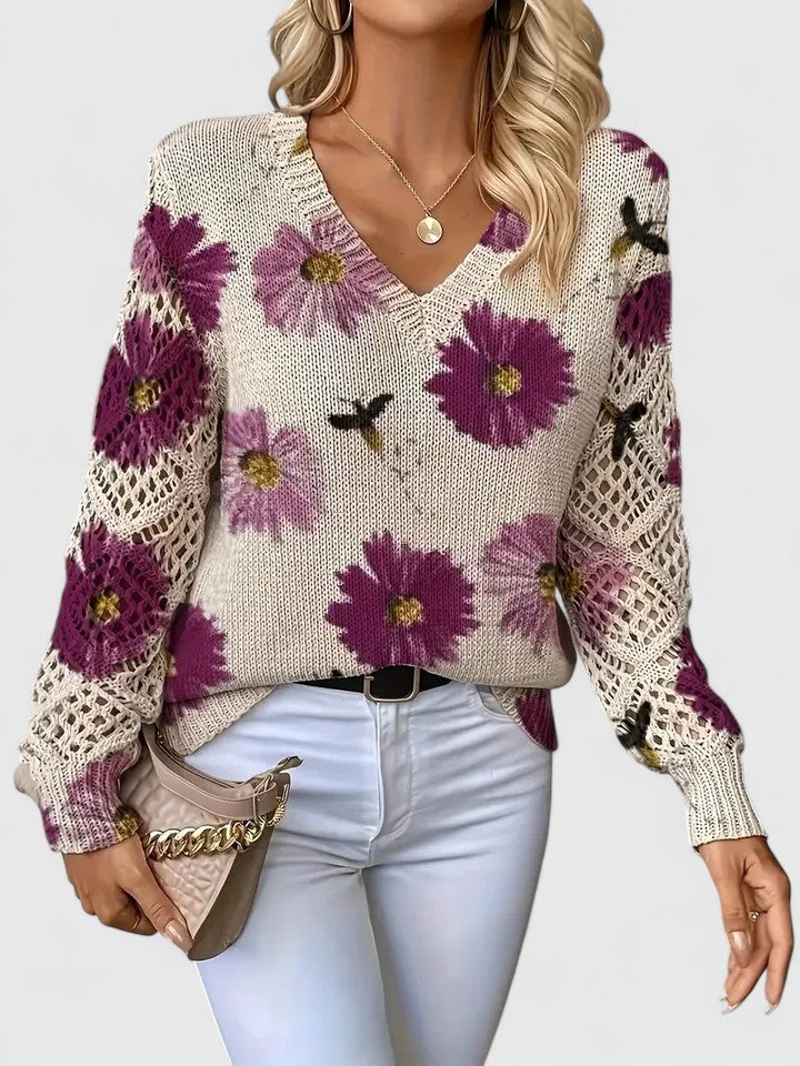 Bronwen | Maglione Floreale a Rete