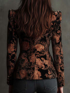 Bertille | Blazer Tailleur Stampato Floreale Nero e Bronzo