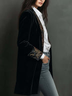 Léontine | Blazer Ajustato Stampato Barocco Nero