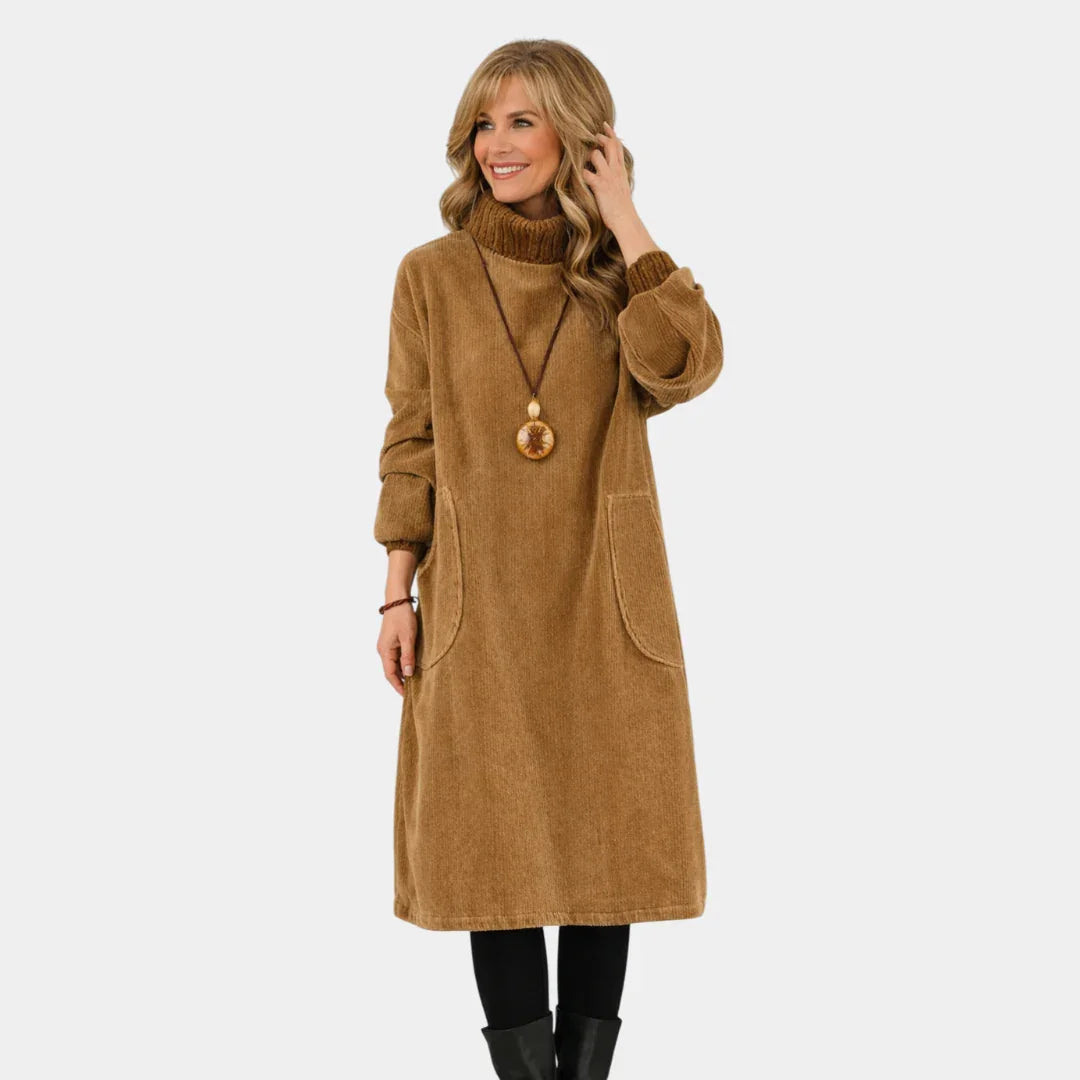 Sofia | Abito midi in maglia elegante con colletto alto