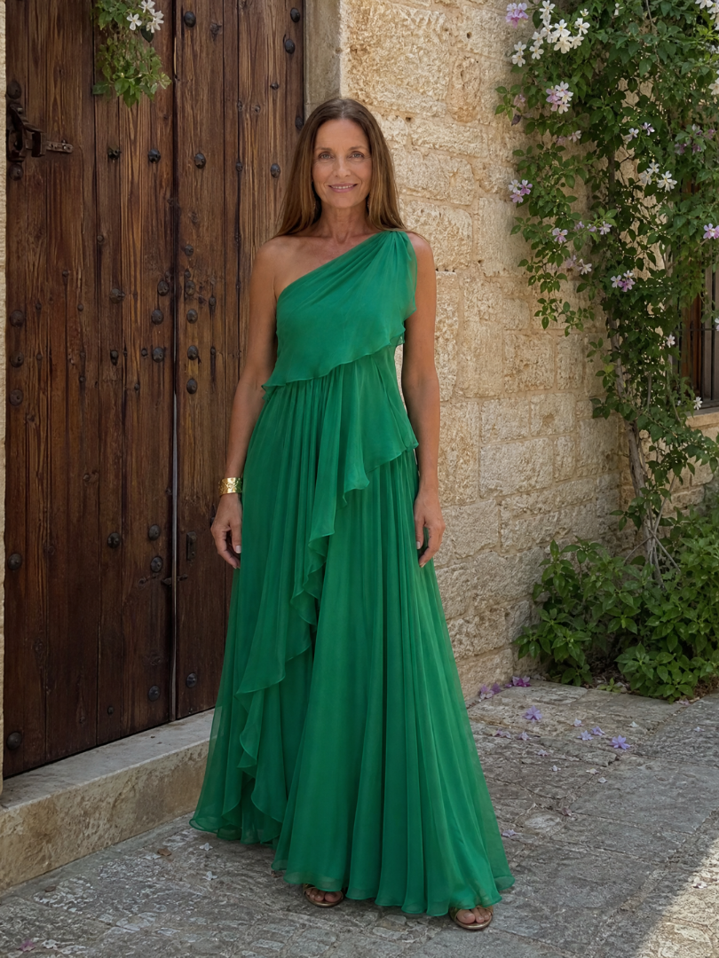 Talia | Abito Maxi con Balze a Cascata