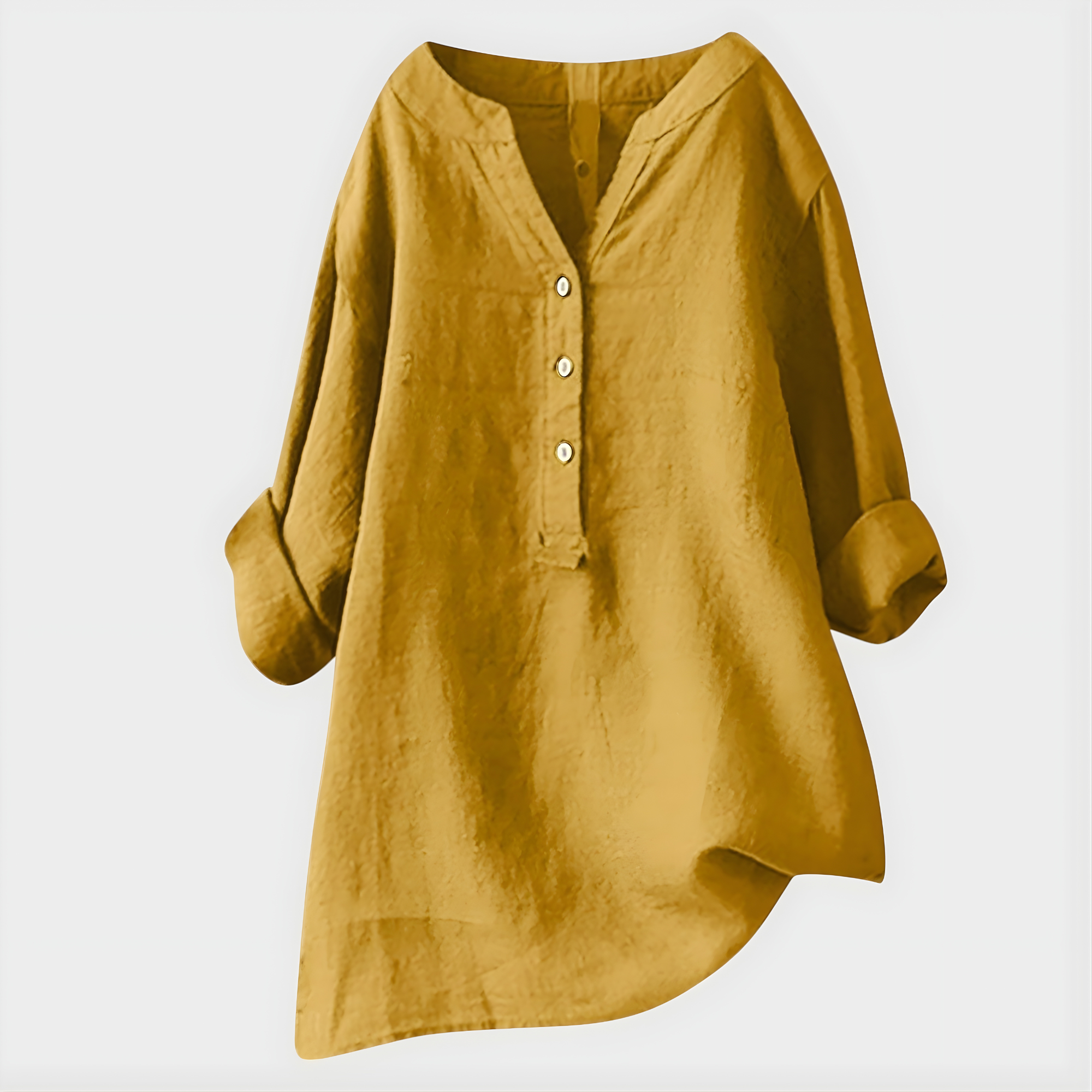Chiara | Blusa Elegante in Cotone-Lino con Scollo a V