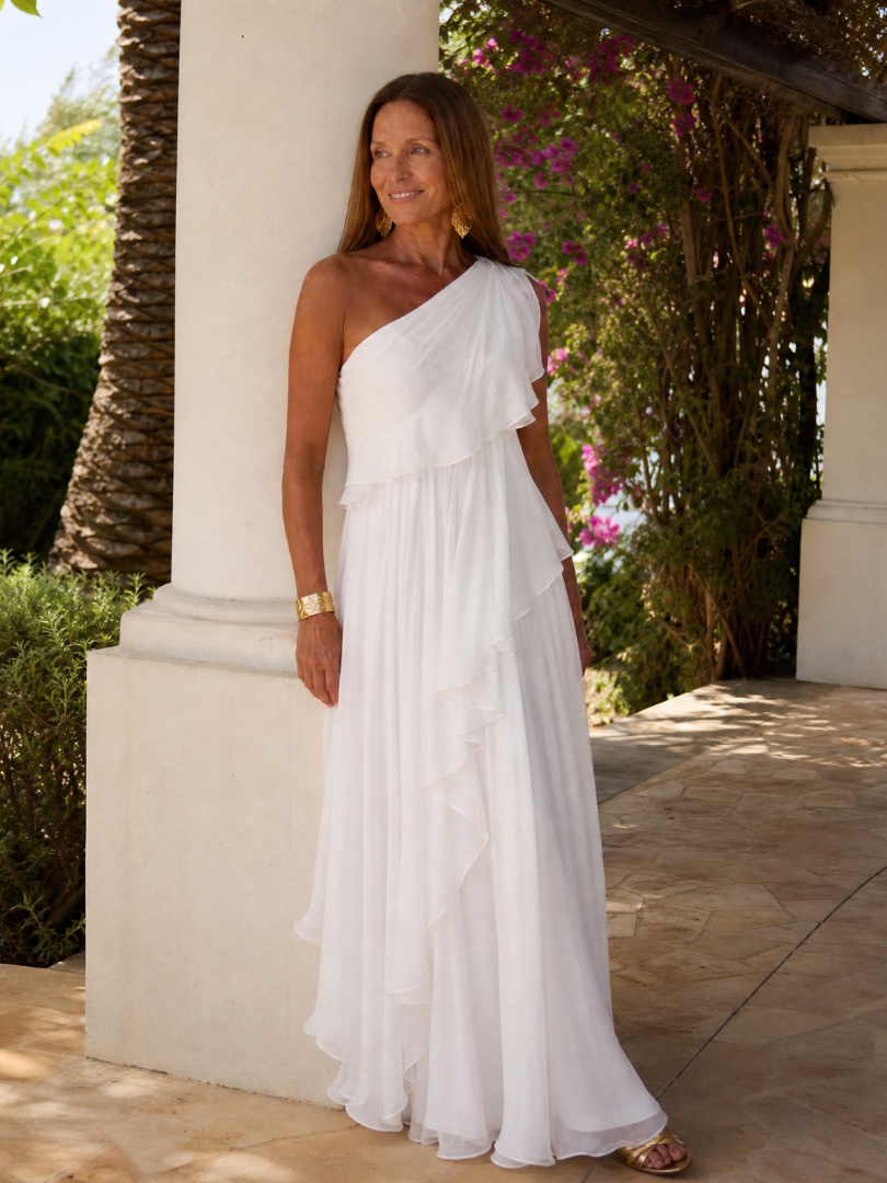 Talia | Abito Maxi con Balze a Cascata