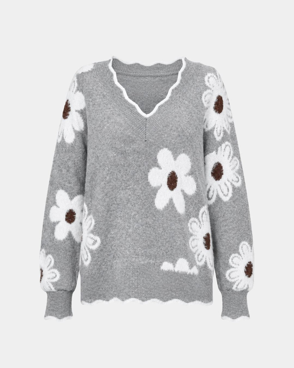PAULA | MAGLIONE FLORALE ELEGANTE CON COLLO A V
