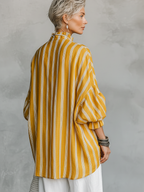 Luisa | Blusa a Righe Collo Coreano