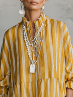 Luisa | Blusa a Righe Collo Coreano