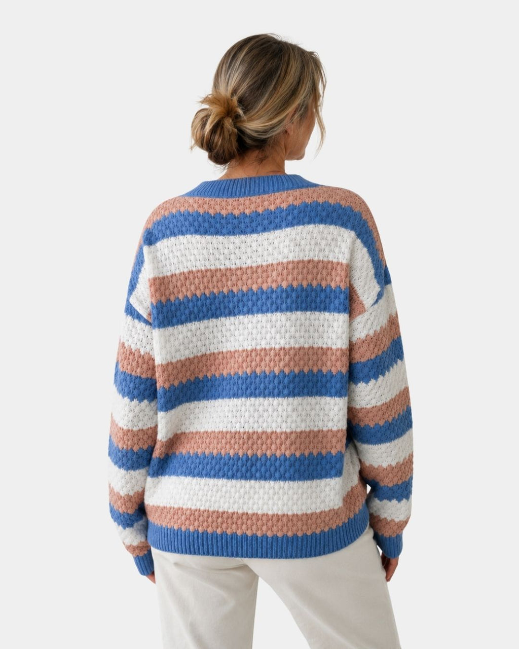 Camille | Maglione Oversized con Collo Rotondo e Righe