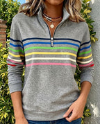 Diane | Pullover Relaxed a Righe con Zip a Quarto