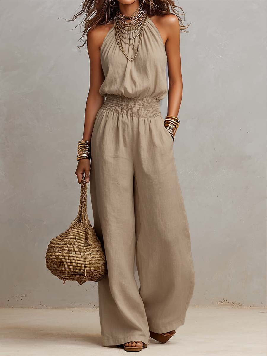 Federica | Tuta con Collo Halter e Pantalone Ampio