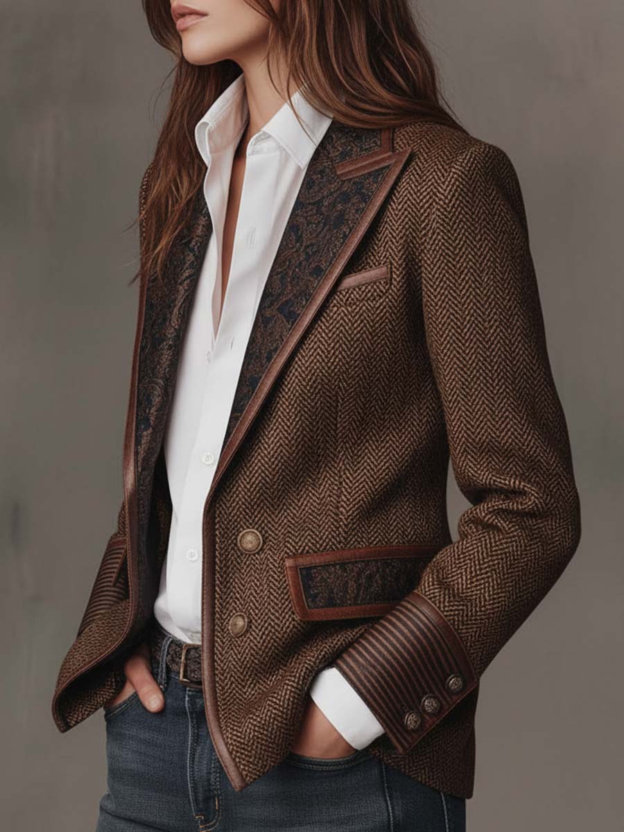 Gisèle | Blazer con Inserti a Zigzag Stampati