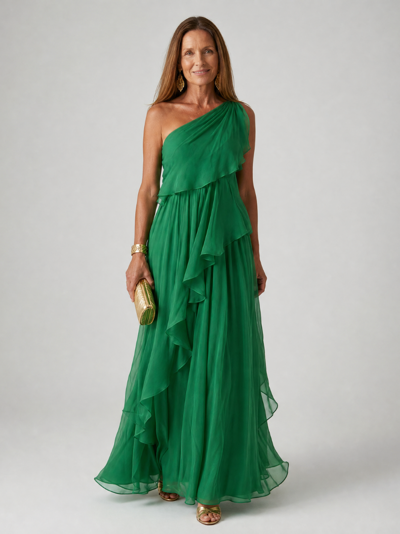 Talia | Abito Maxi con Balze a Cascata