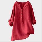 Chiara | Blusa Elegante in Cotone-Lino con Scollo a V
