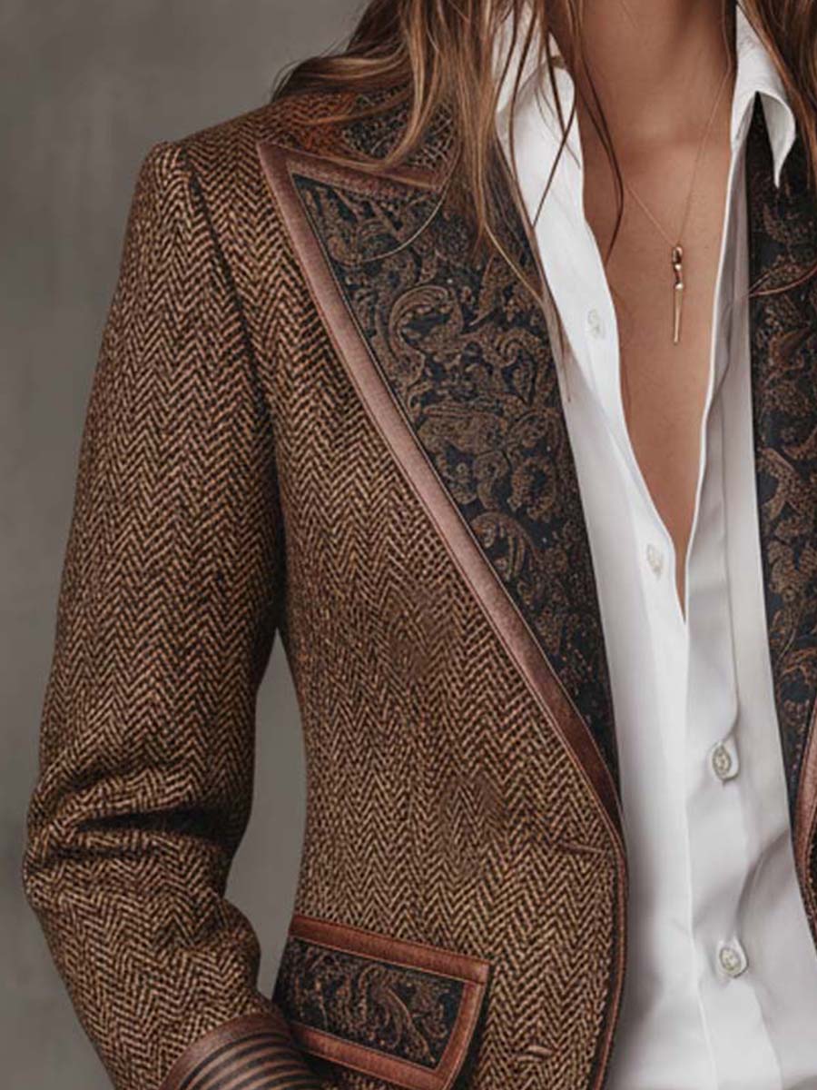 Gisèle | Blazer con Inserti a Zigzag Stampati