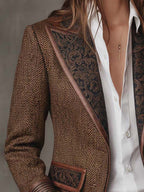 Gisèle | Blazer con Inserti a Zigzag Stampati