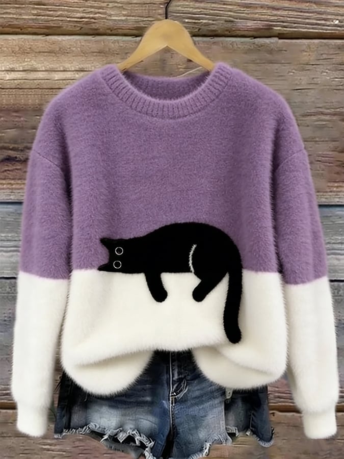 Aileen™ | Maglione Oversized con Stampa di Gatto Elegante