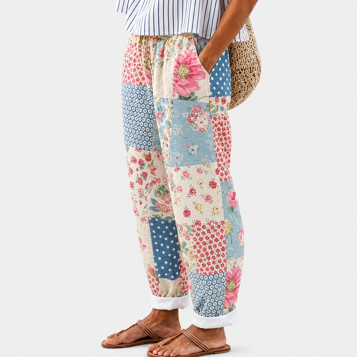 Pantaloni Confort Vintage Patchwork