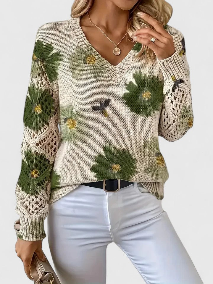 Bronwen | Maglione Floreale a Rete