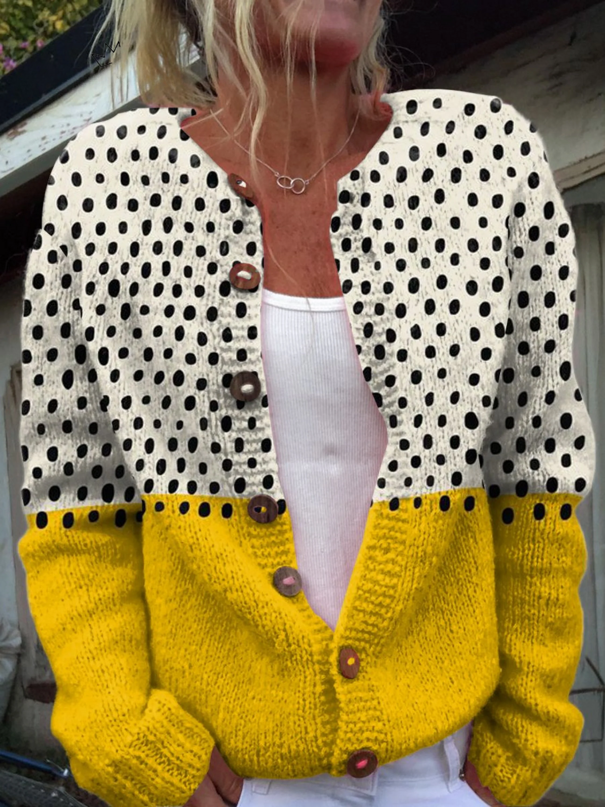Maude | Cardigan a Bottone con Blocco di Colore