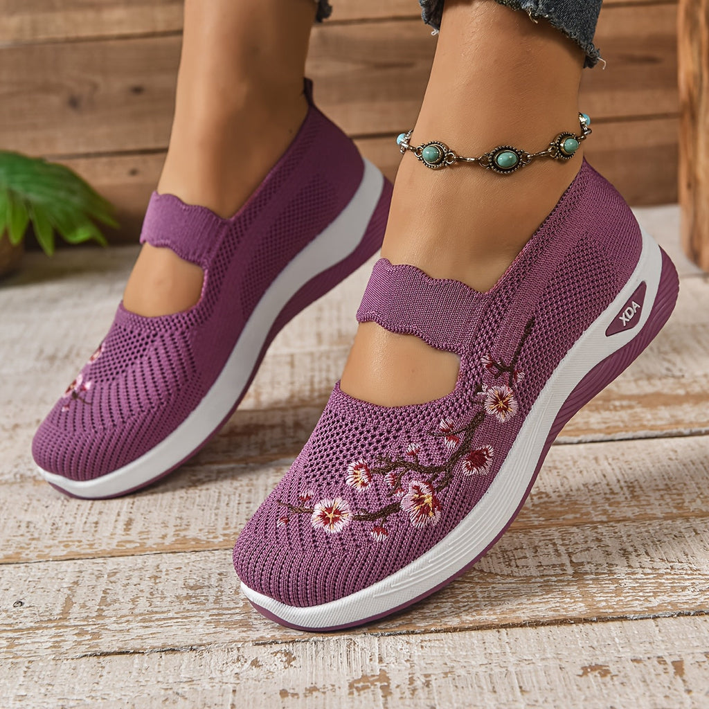 Aurore | Baskets en maille avec broderie florale