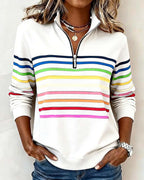 Diane | Pullover Relaxed a Righe con Zip a Quarto