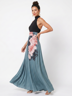 Nicoletta | Abito Maxi Floreale con Collo all'Americana