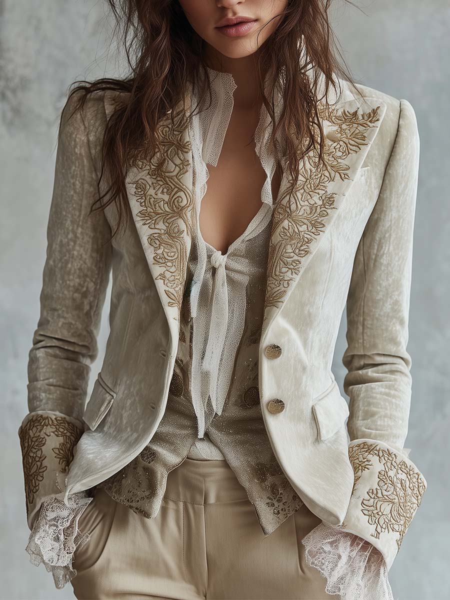 Constance | Blazer Ivorio Ricamato Tailleur