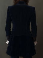 Athénaïs | Giacca Lunga Ricamata Vintage Blu Marino
