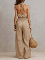 Federica | Tuta con Collo Halter e Pantalone Ampio