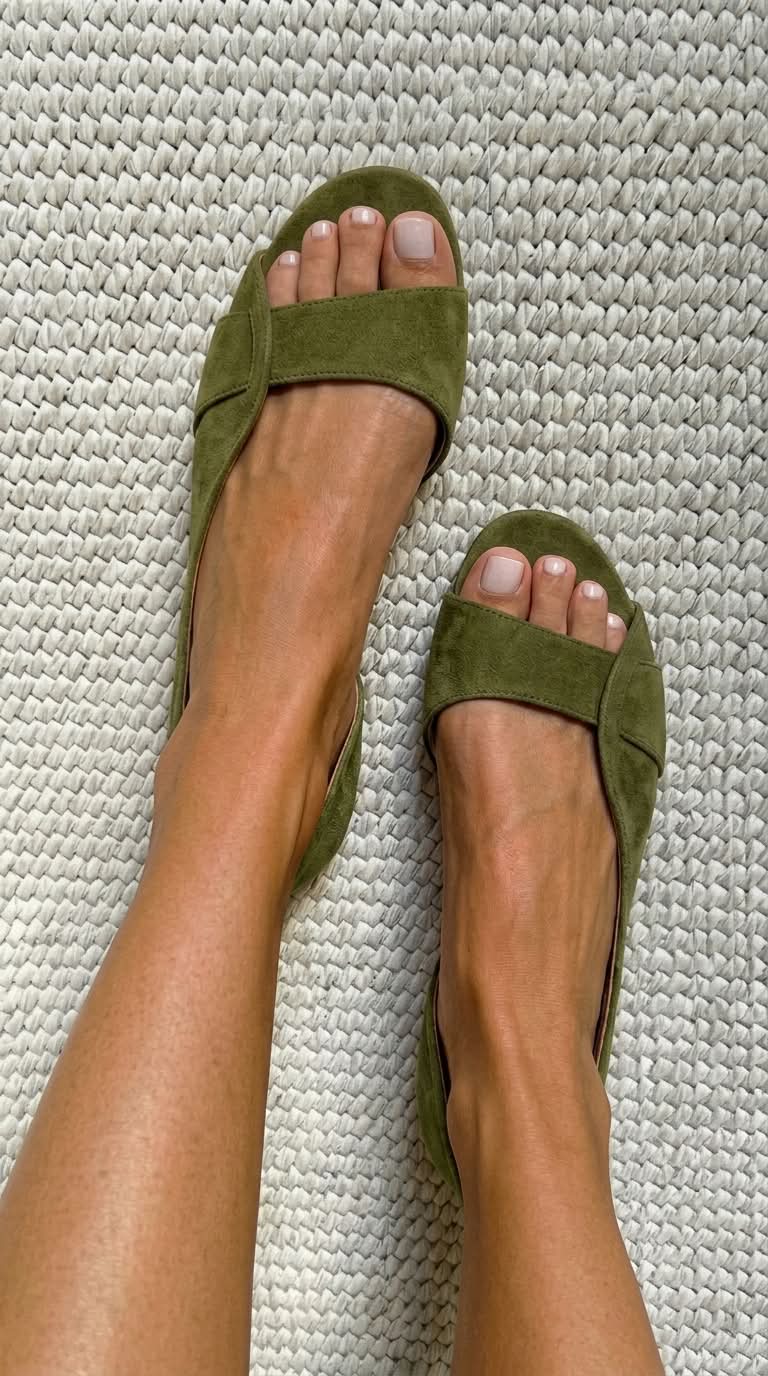 Camilla | Sandali Bassi in Suede con Punta Aperta e Cinturino Posteriore