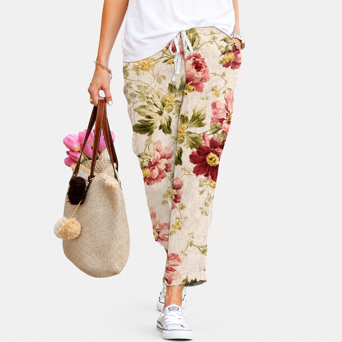 Pantaloni Elasticizzati con Cordonetto per Donne