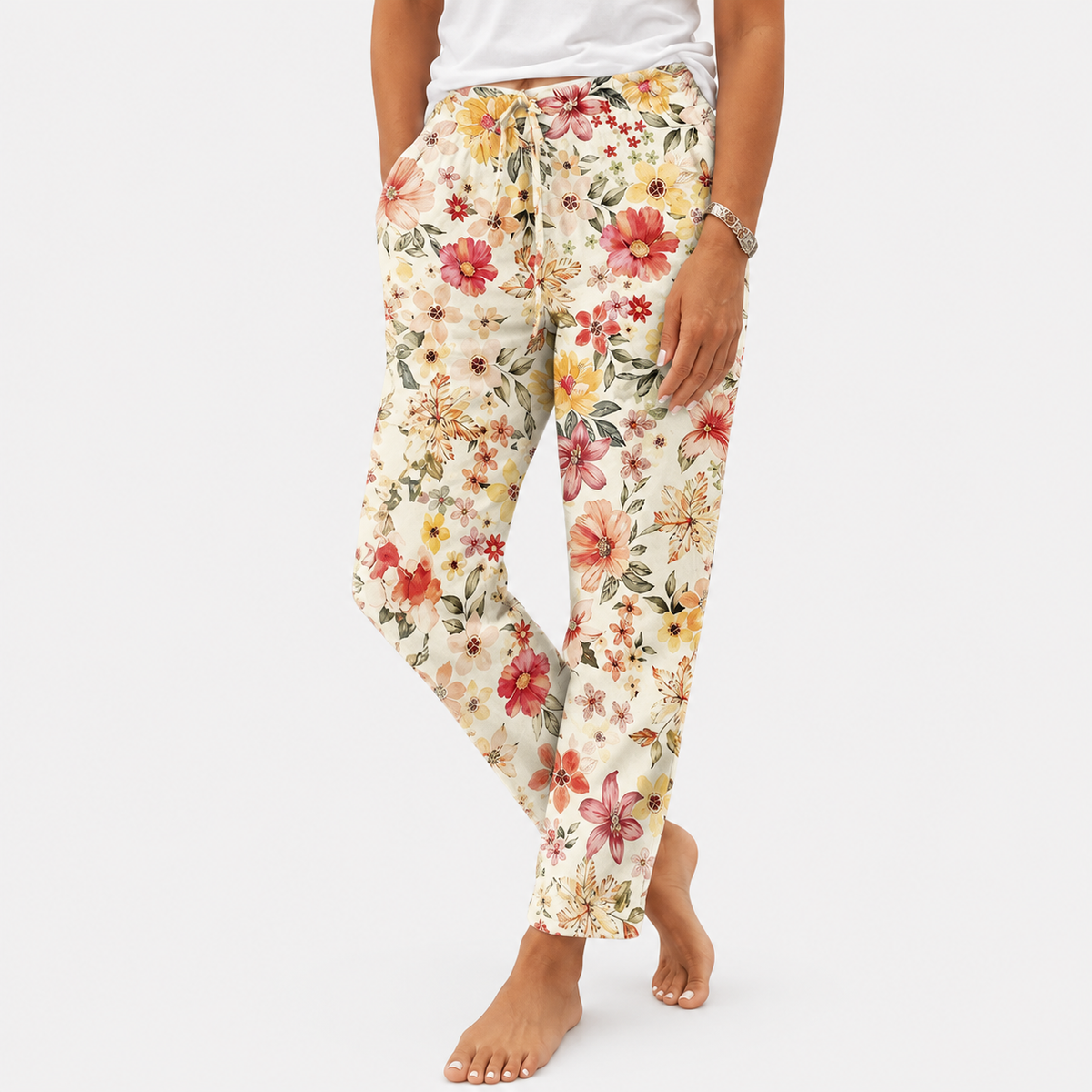 Pantalone Donna Stampato Botanico