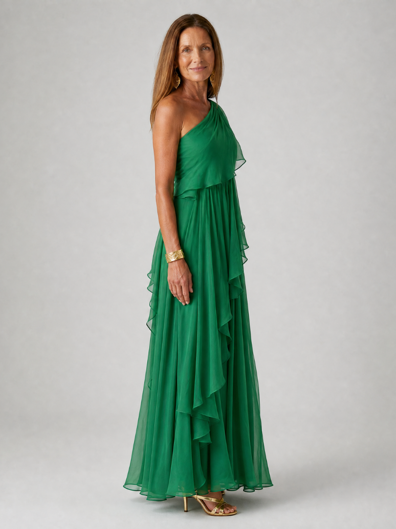 Talia | Abito Maxi con Balze a Cascata