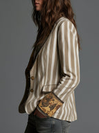 Suzanne | Blazer a Righe Bohemien con Collo Stampato