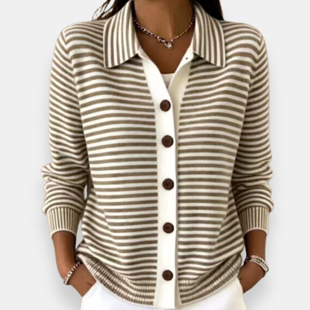 Nola™ Cardigan con Bottoni a Righe