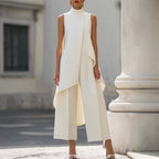 Valentina | Tuta Elegante con Top Drappeggiato a Collo Alto