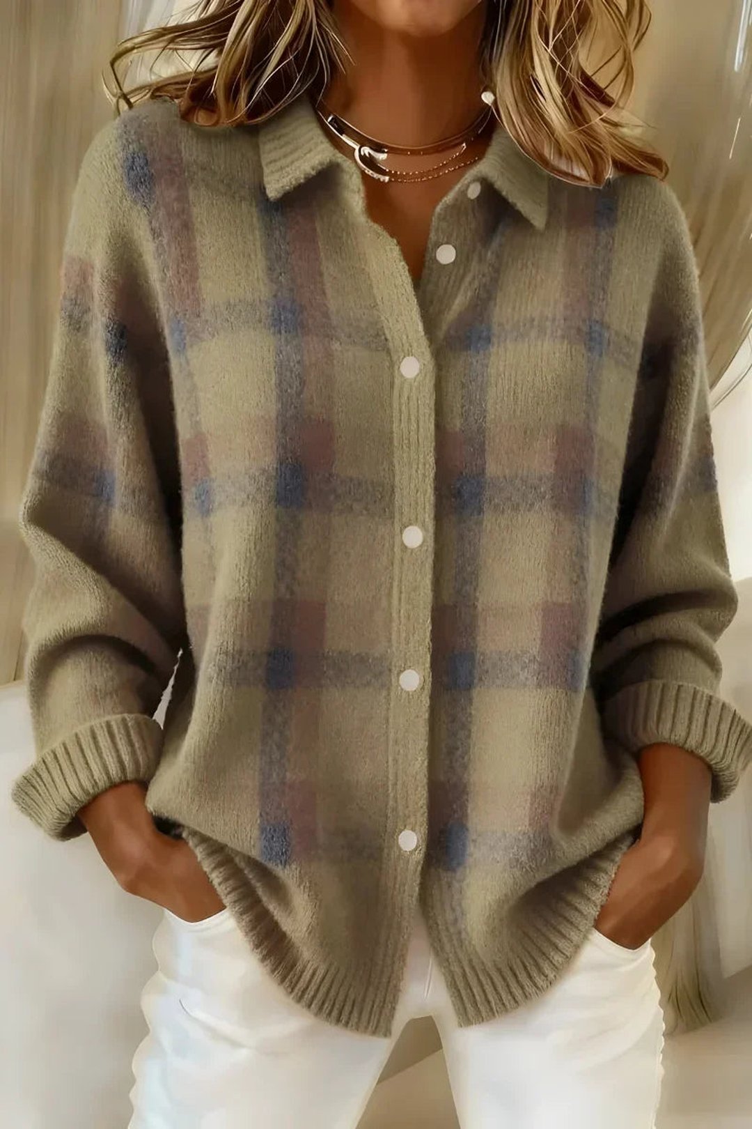 Tabatha | Cardigan a Maglia a Quadri Confortevole