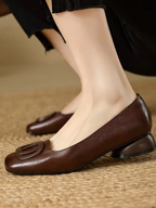 Inès | Ballerine in pelle con punta quadrata