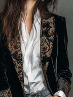 Léontine | Blazer Ajustato Stampato Barocco Nero
