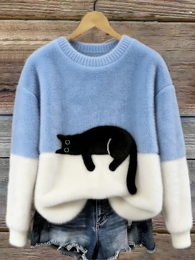 Aileen™ | Maglione Oversized con Stampa di Gatto Elegante