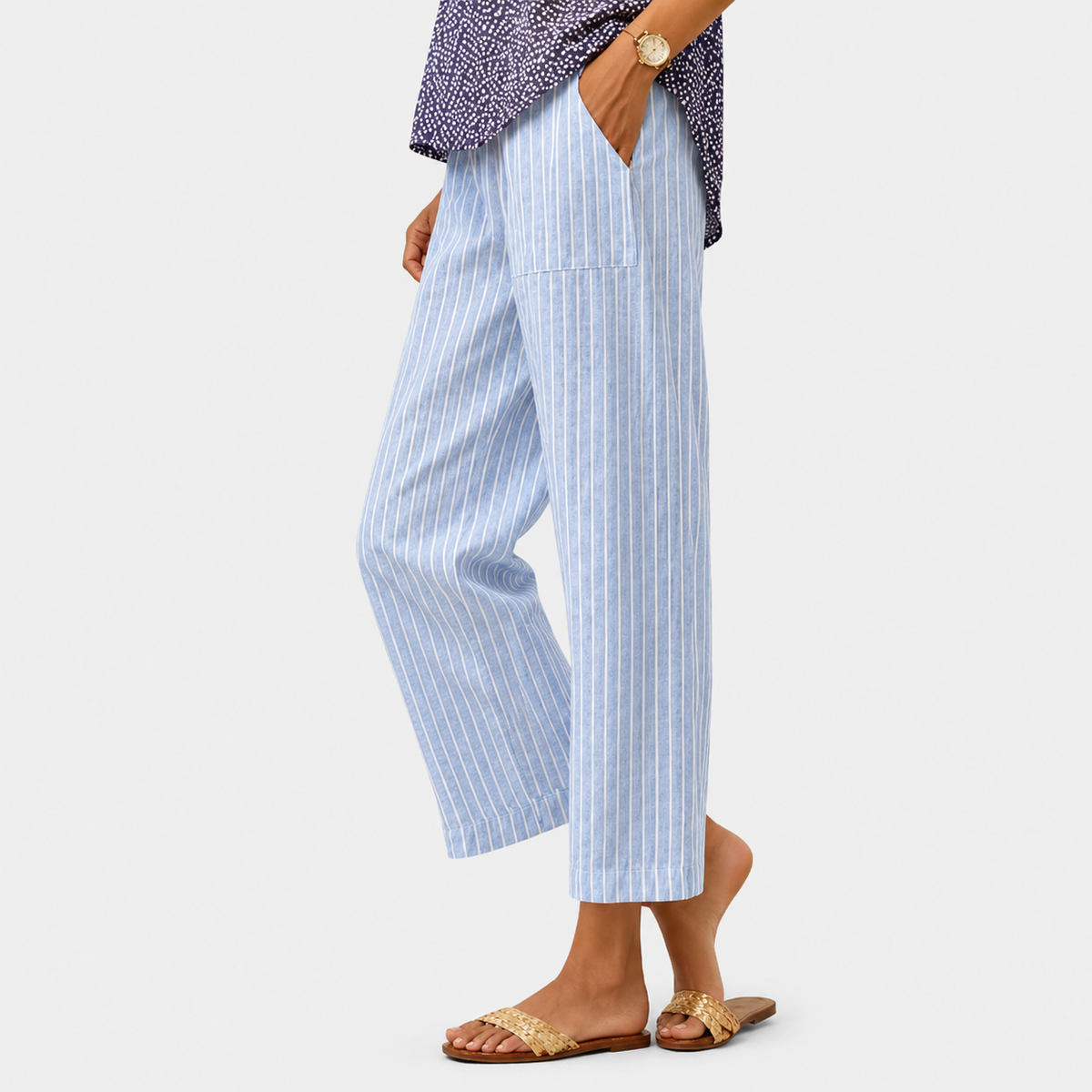 Pantaloni Confortevoli a Righe Costiere