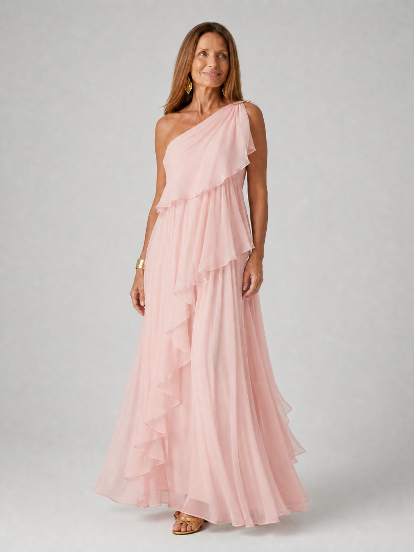 Talia | Abito Maxi con Balze a Cascata