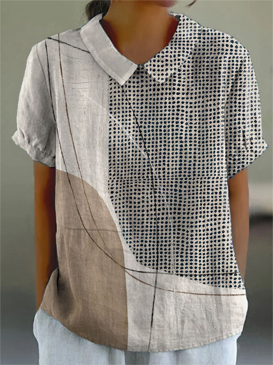 Lana | Camicia con Punti e Linee Astratte