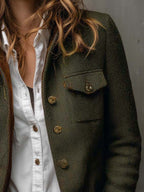 Honorine | Blazer Vintage con Bordature a Chevron a Contrasto