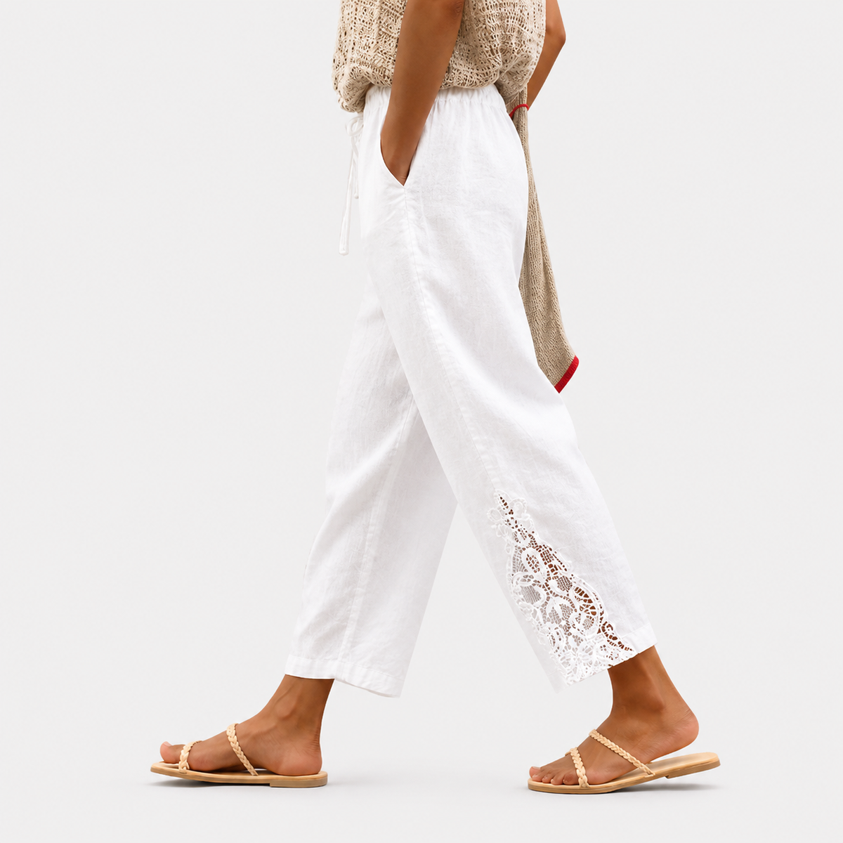 Pantaloni Accent Dentelle Côtier