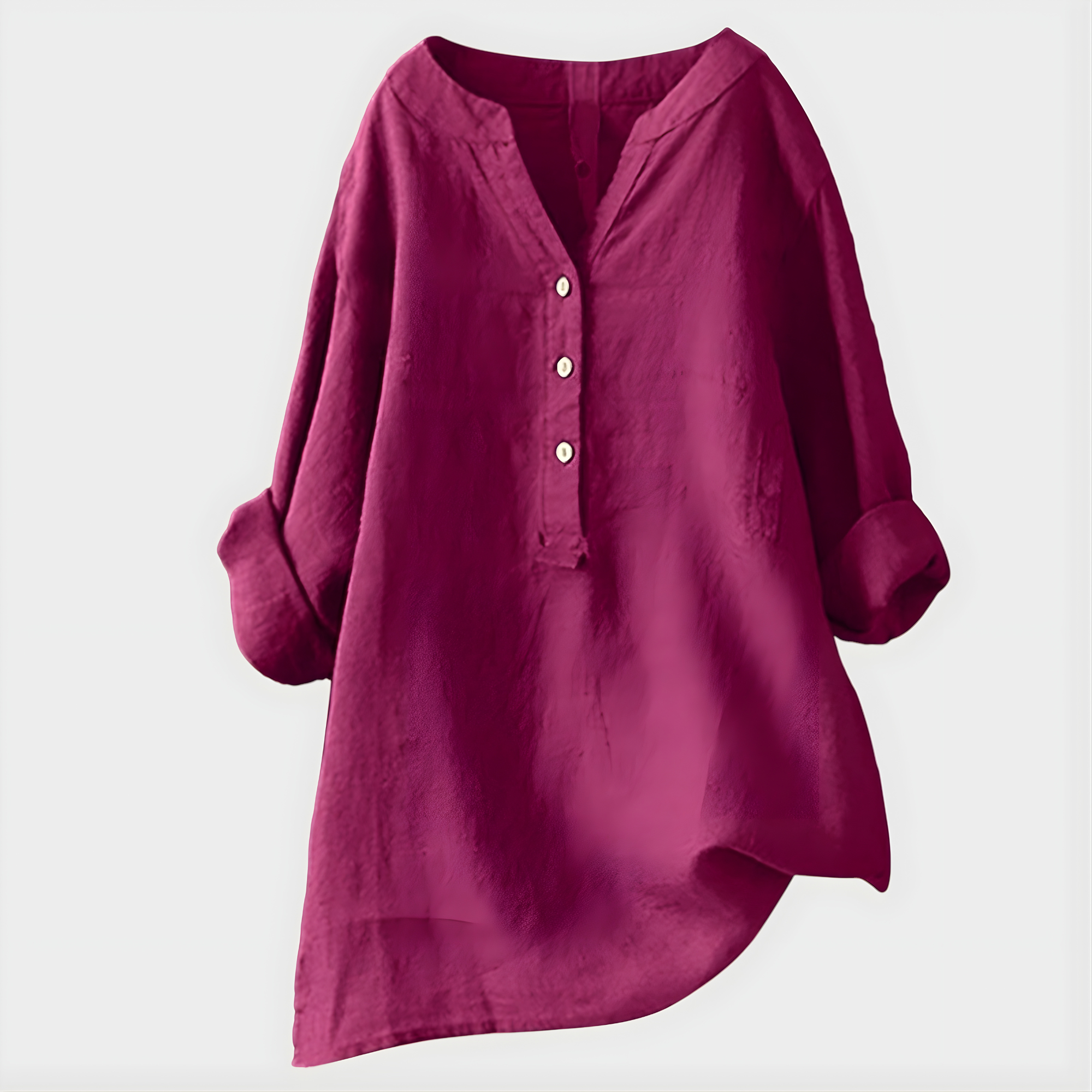 Chiara | Blusa Elegante in Cotone-Lino con Scollo a V
