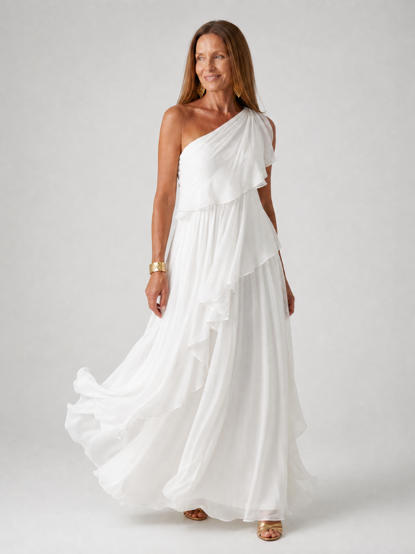 Talia | Abito Maxi con Balze a Cascata
