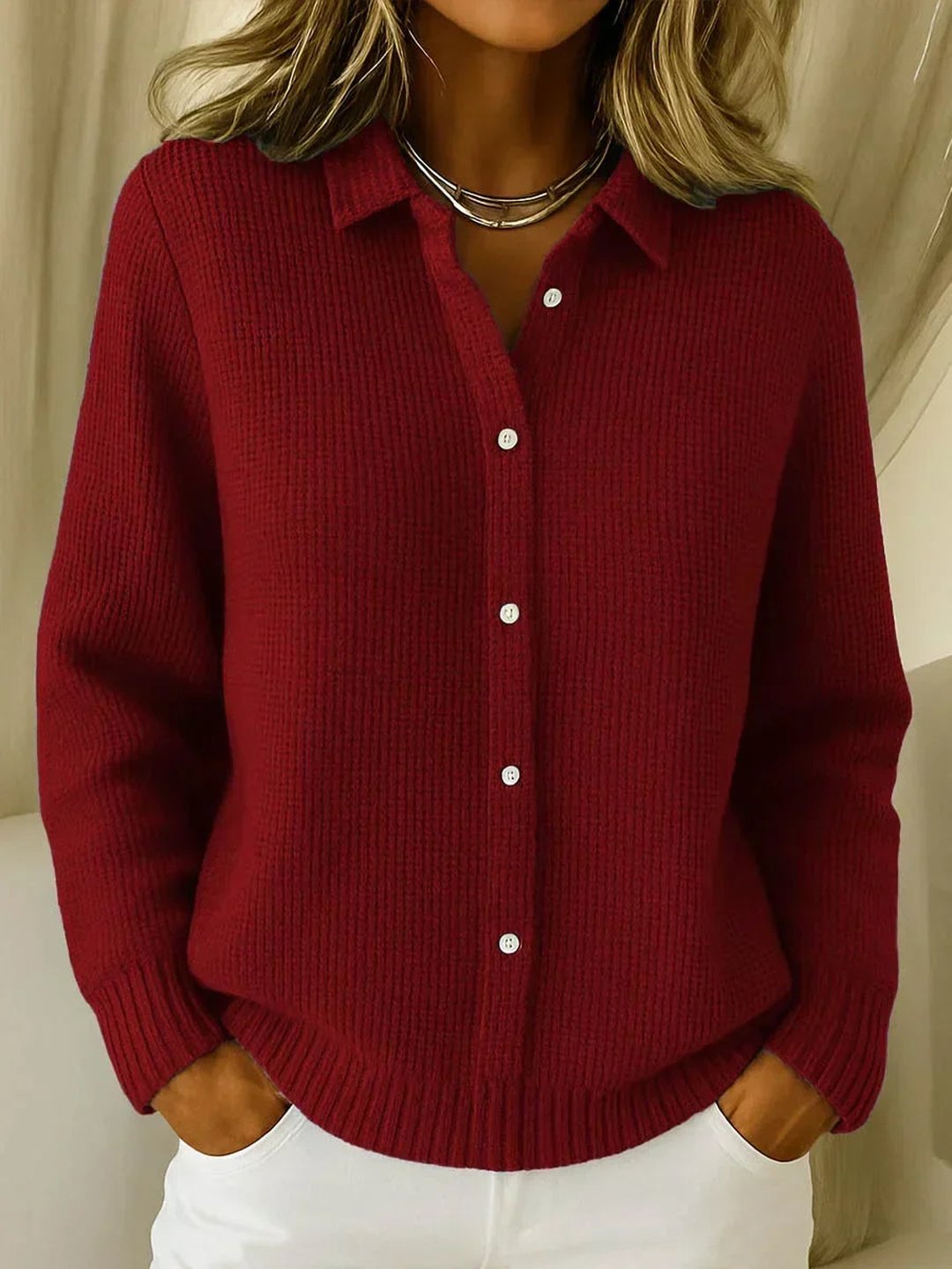 Alana | Cardigan con Bottoni in Maglia Testurizzata